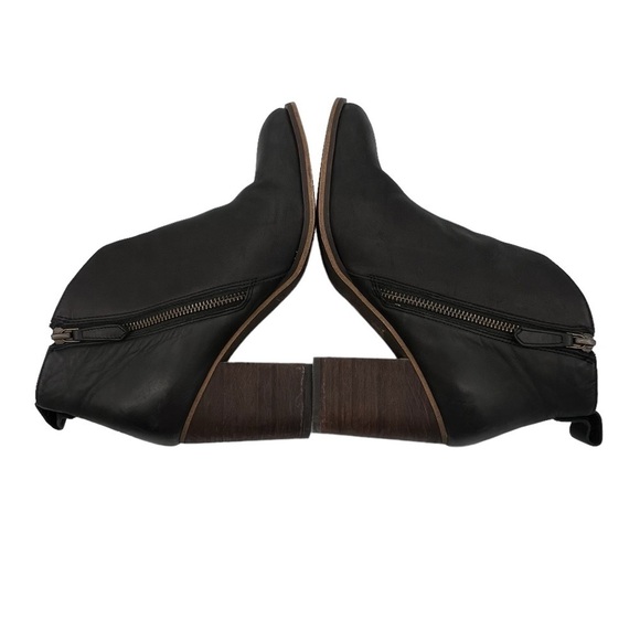 BP Lance Black Leather Block Heel Ankle Boots Size 8 1/2 Women's - Picture 6 of 9